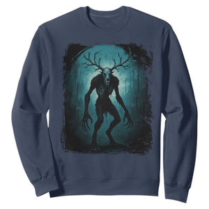 Wendigo Monster Skinwalker Mythical Cryptid Dark Forest Sweatshirt TS11 Navy Print Your Wear