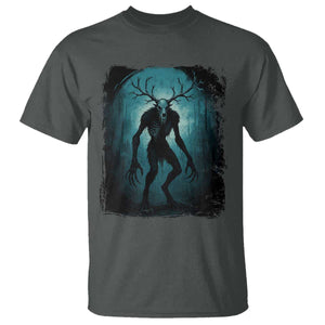 Wendigo Monster T Shirt - Skinwalker Mythical Cryptid Dark Forest Horror Tee TS11 Dark Heather Print Your Wear
