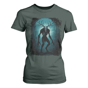 Wendigo Monster Skinwalker Mythical Cryptid Dark Forest T Shirt For Women TS11 Dark Forest Green Print Your Wear
