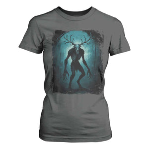Wendigo Monster Skinwalker Mythical Cryptid Dark Forest T Shirt For Women TS11 Dark Heather Print Your Wear