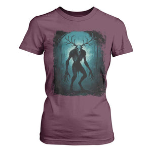 Wendigo Monster Skinwalker Mythical Cryptid Dark Forest T Shirt For Women TS11 Maroon Print Your Wear