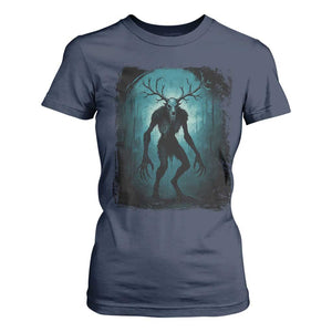 Wendigo Monster Skinwalker Mythical Cryptid Dark Forest T Shirt For Women TS11 Navy Print Your Wear