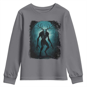Wendigo Monster Skinwalker Mythical Cryptid Dark Forest Youth Sweatshirt TS11 Charcoal Print Your Wear