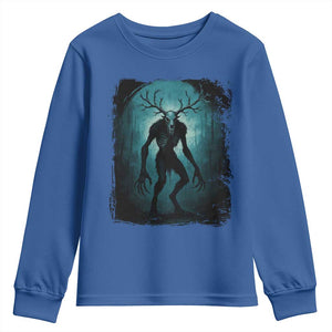 Wendigo Monster Skinwalker Mythical Cryptid Dark Forest Youth Sweatshirt TS11 Royal Blue Print Your Wear