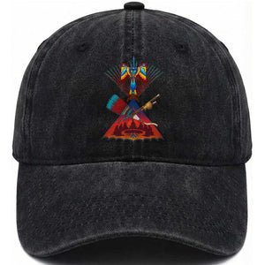Native American Indigenous Heritage Peyote Water Bird Washed Cotton Baseball Cap