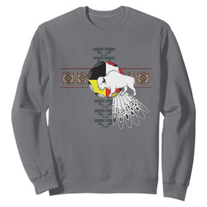 Native American White Buffalo Sweatshirt Seven Sacred Grandfather Teachings TS11 Charcoal Print Your Wear