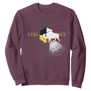 Native American White Buffalo Sweatshirt Seven Sacred Grandfather Teachings TS11 Maroon Print Your Wear