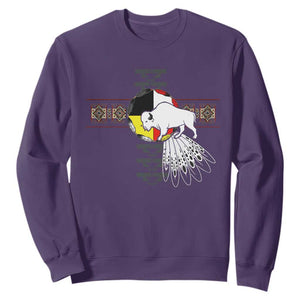 Native American White Buffalo Sweatshirt Seven Sacred Grandfather Teachings TS11 Purple Print Your Wear
