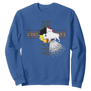 Native American White Buffalo Sweatshirt Seven Sacred Grandfather Teachings TS11 Royal Blue Print Your Wear