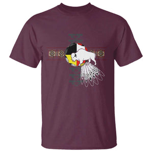 Native American White Buffalo T Shirt Seven Sacred Grandfather Teachings TS11 Maroon Print Your Wear