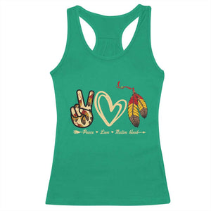 Peace Love Native Blood Racerback Tank Top Native American Feathers TS11 Irish Green Print Your Wear