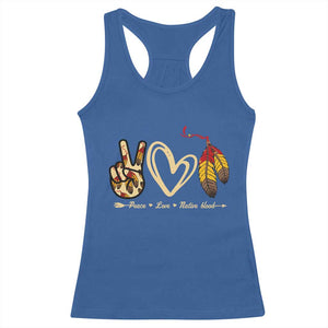 Peace Love Native Blood Racerback Tank Top Native American Feathers TS11 Royal Blue Print Your Wear
