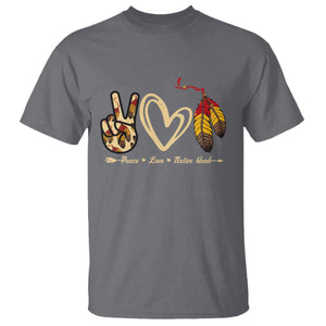 Peace Love Native Blood T Shirt Native American Feathers TS11 Charcoal Print Your Wear