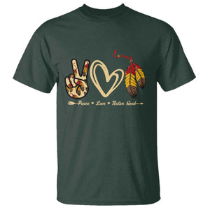 Peace Love Native Blood T Shirt Native American Feathers TS11 Dark Forest Green Print Your Wear