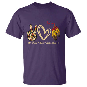 Peace Love Native Blood T Shirt Native American Feathers TS11 Purple Print Your Wear