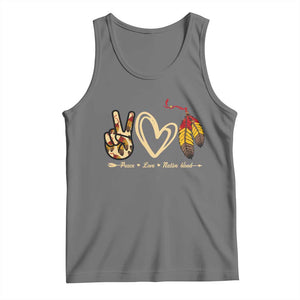 Peace Love Native Blood Tank Top Native American Feathers TS11 Black Heather Print Your Wear