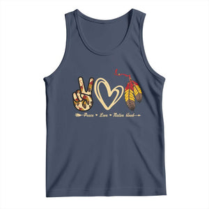 Peace Love Native Blood Tank Top Native American Feathers TS11 Navy Print Your Wear