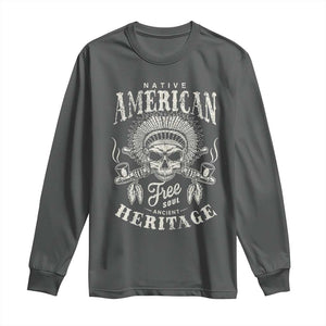 Native American Free Soul Ancient Heritage Long Sleeve Shirt Vintage Indian American Chief TS11 Dark Heather Print Your Wear