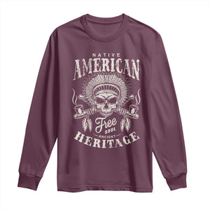 Native American Free Soul Ancient Heritage Long Sleeve Shirt Vintage Indian American Chief TS11 Maroon Print Your Wear