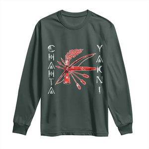 Chahta Yakni Tribe Long Sleeve Shirt Native American Indian Choctaw Nation Culture TS11 Dark Forest Green Print Your Wear