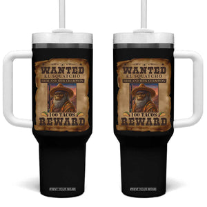 Funny Wanted El Squatcho Tumbler With Handle Hide And Seek Champion Western Poncho Mexican Bigfoot TS11 One Size: 40 oz Black Print Your Wear