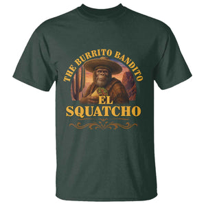 Funny The Burrito Bandito El Squatcho T Shirt Western Poncho Mexican Bigfoot TS11 Dark Forest Green Print Your Wear