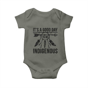 Native American Its A Good Day To Be Indigenous Baby Onesie Dreamcatcher Feathers TS11 Military Green Print Your Wear