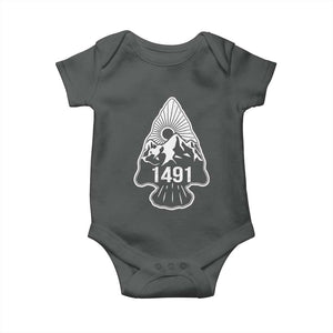 Proud Native American 1491 Pre Columbus Indigenous Arrowhead Baby Onesie TS11 Dark Heather Print Your Wear