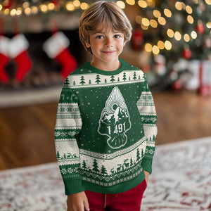 Proud Native American 1491 Pre Columbus Indigenous Arrowhead Ugly Christmas Sweater TS11 Forest Green Beige Print Your Wear