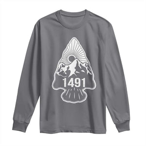 Proud Native American 1491 Pre Columbus Indigenous Arrowhead Long Sleeve Shirt TS11 Charcoal Print Your Wear