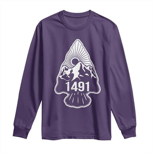 Proud Native American 1491 Pre Columbus Indigenous Arrowhead Long Sleeve Shirt TS11 Purple Print Your Wear