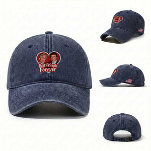 Funny Trump Best Friend Forever Washed Cotton Baseball Cap Humor Political Coquette Lace Heart TS11 Washed Cap Universal Fit Navy Print Your Wear