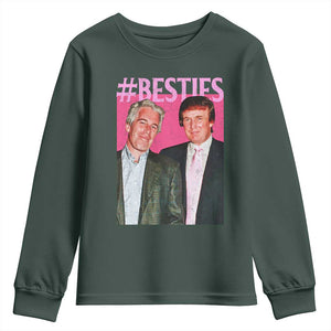 Funny Trump Bestie Youth Sweatshirt Humor Political 2025 TS11 Dark Forest Green Print Your Wear