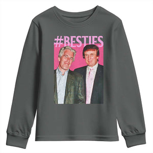 Funny Trump Bestie Youth Sweatshirt Humor Political 2025 TS11 Dark Heather Print Your Wear