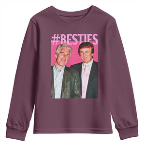 Funny Trump Bestie Youth Sweatshirt Humor Political 2025 TS11 Maroon Print Your Wear