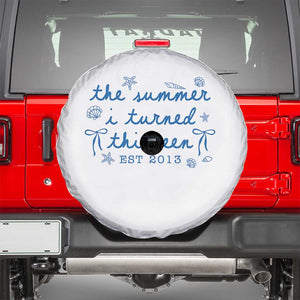 The Summer I Turned Thirteen Funny 13th Birthday Est 2013 Spare Tire Cover Summer Coastal Birthday Seashell Bow