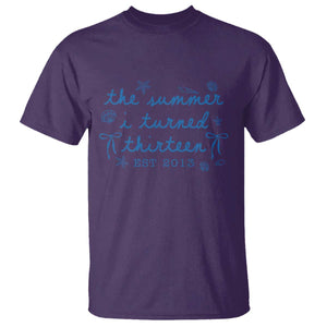 The Summer I Turned Thirteen Funny 13th Birthday Est 2013 T Shirt Summer Coastal Birthday Seashell Bow