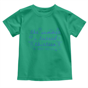 The Summer I Turned Thirteen Funny 13th Birthday Est 2013 Toddler T Shirt Summer Coastal Birthday Seashell Bow