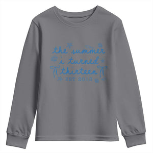 The Summer I Turned Thirteen Funny 13th Birthday Est 2013 Youth Sweatshirt Summer Coastal Birthday Seashell Bow