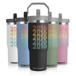 10th Birthday Flip Straw Tumbler Vintage 2016 Retro 10 Years Old Birthday