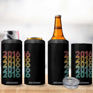10th Birthday 4 in 1 Can Cooler Tumbler Vintage 2016 Retro 10 Years Old Birthday