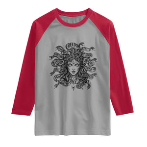 Feminist Medusa Power Snake Wisdom Equality Goth Raglan Shirt
