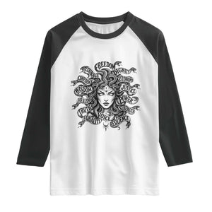 Feminist Medusa Power Snake Wisdom Equality Goth Raglan Shirt