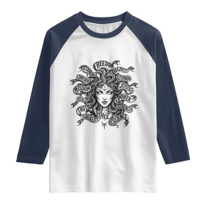 Feminist Medusa Power Snake Wisdom Equality Goth Raglan Shirt
