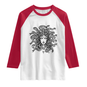 Feminist Medusa Power Snake Wisdom Equality Goth Raglan Shirt