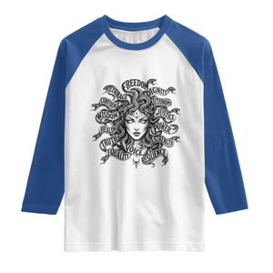 Feminist Medusa Power Snake Wisdom Equality Goth Raglan Shirt