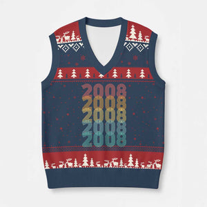 18th Birthday V-Neck Knit Sweater Vest Vintage 2008 Retro 18 Years Old Birthday
