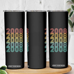 18th Birthday Skinny Tumbler Vintage 2008 Retro 18 Years Old Birthday