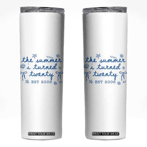 The Summer I Turned Thirty Funny 30th Birthday Est 1996 Skinny Tumbler Summer Coastal Birthday Seashell Bow