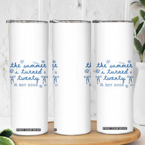 The Summer I Turned Thirty Funny 30th Birthday Est 1996 Skinny Tumbler Summer Coastal Birthday Seashell Bow